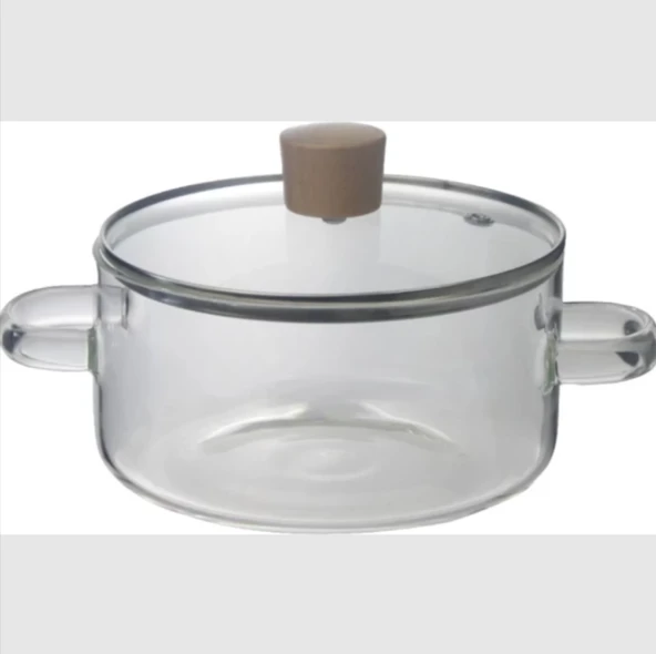 3'Lü Set Borosilikat Cam Tencere - Isıya Dayanıklı Ocak Üstü Cam Tencere