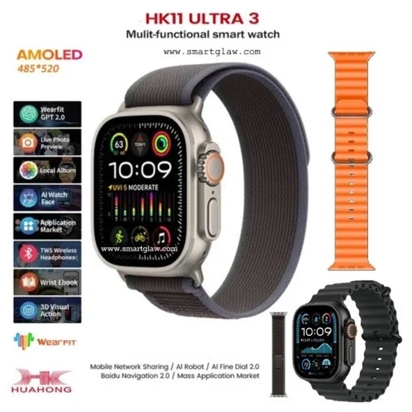 2025 HK11 Ultra3 2.02 Amoled Ekran Nfc Bluetooth Destekli Aı Robot Özellikli 4gb Hafıza ürün görseli