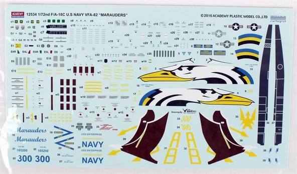 Academy 12534 1/72 Ölçek, U.S. Navy F/A-18C (VFA-82 Marauders) Savaş Uçağı, Plastik Model kiti - 3