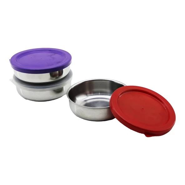 12CM   ÇELİK  SAKLAMA KABI  RENKLİ - ŞEFFAF PLASTİK KAPAK (5284) ürün görseli