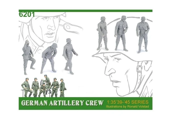 Dragon 6201 1/35 Ölçek, Alman Topçu Mürettebatı Asker Figürleri Plastik Model Kiti - Resim 2