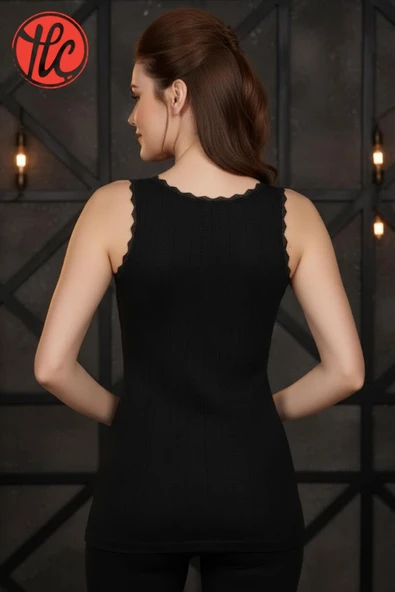 Anıl Kadın Kalın Askılı Hafif Rahat İnce ve Çok Yumuşak Jakarlı Dantelli Sıcak Tutan Termal Üst İçlik - 8