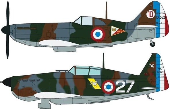 Hasegawa 1941 1/72 Ölçek, Morane Saulnier M.S.406 & Dewoitine D.5 (Limited Edition), Savaş Uçağı Plastik Model Kiti - 2