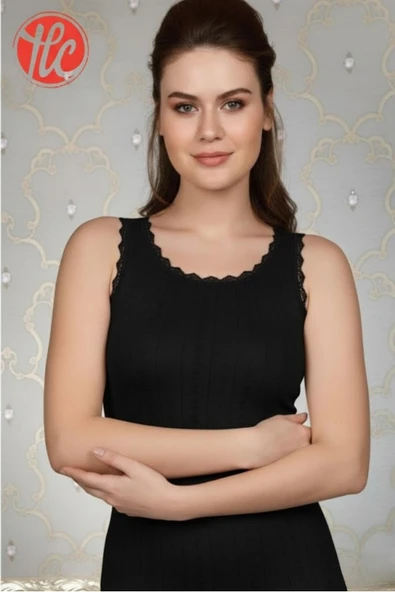 Anıl Kadın Kalın Askılı Hafif Rahat İnce ve Çok Yumuşak Jakarlı Dantelli Sıcak Tutan Termal Üst İçlik - 5