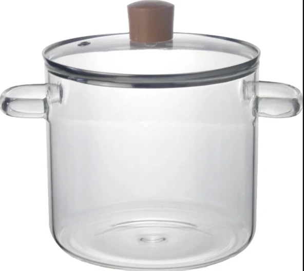 3'Lü Set Borosilikat Cam Tencere - Isıya Dayanıklı Ocak Üstü Cam Tencere - 3