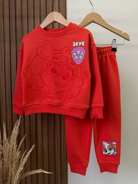 Cg Kids Paw patroll skye temalı Kız Çocuk 3 iplik Alt Üst Takım Süper Kalite Kumaş - 4