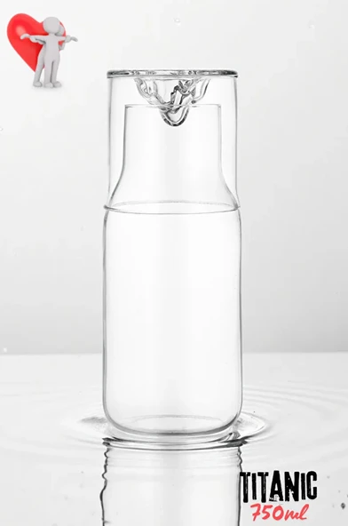 Cambu Titanic Borosilikat, Termosilikat Başucu sürahisi Cam Sürahi 750ML - Resim 2