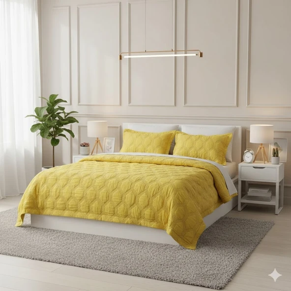 STAR TEK KİŞİLİK YATAK ÖRTÜSÜ SARI ürün görseli