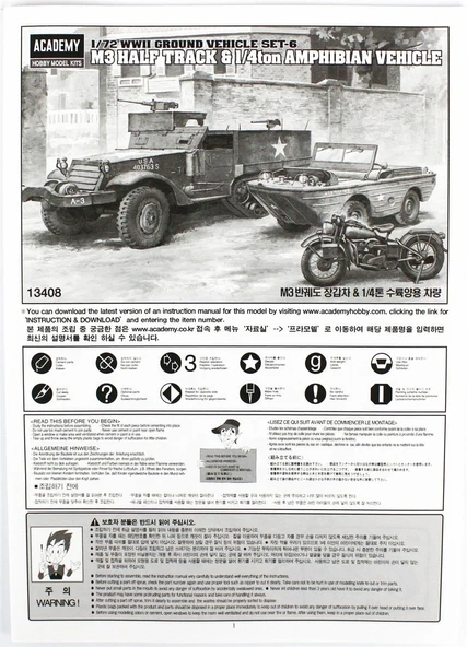 Academy 13408 1/72 Ölçek, Amerikan Zırhlı Personel Taşıyıcısı M3, Plastik Model kiti - 3