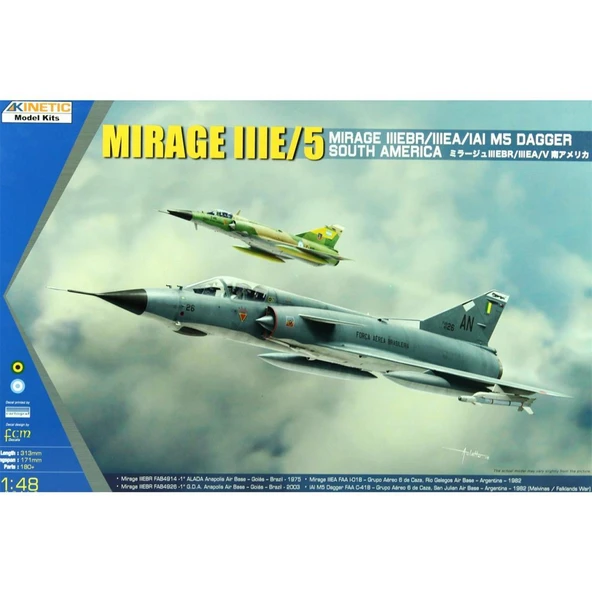 Kinetic K48052 1/48 Ölçek, Mirage IIIEBR/IIIEA/V South America Savaş Uçağı, Plastik Model kiti ürün görseli