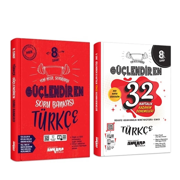 Ankara Yayıncılık 8.Sınıf Türkçe Güçlendiren Soru Bankası ve 32 Haftalık Deneme Seti 2 Kitap ürün görseli