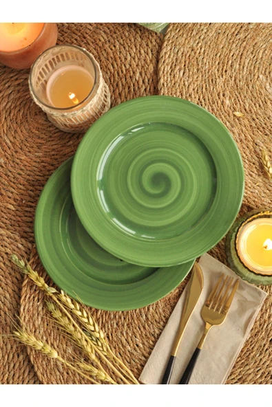 Hisar Dönence Porselen 2 li Pasta Tab. Yeşil 19 cm