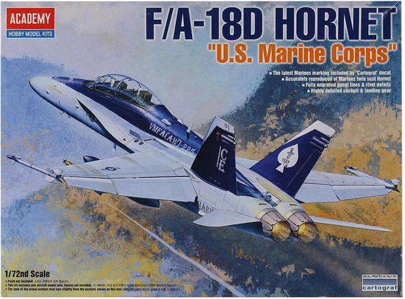 Academy 12422 1/72 Ölçek, F/A 18D Hornet (Amerikan Deniz Kuvvaetleri) Savaş Uçağı, Plastik Model kiti ürün görseli 1