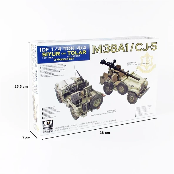 AFV Club AF35S99 1/35 Ölçek, IDF M38A1/CJ5 (2 models set) Tank Savarlı Jeep, Plastik Model kiti - Resim 5