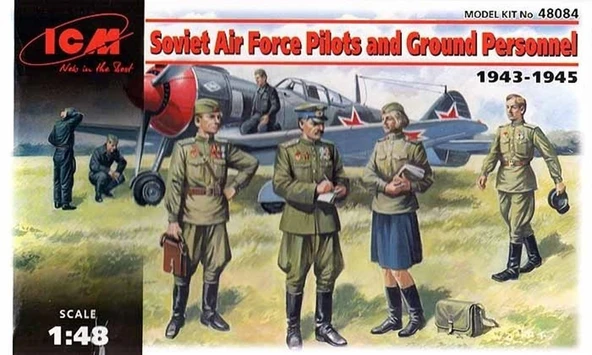ICM 48084 1/48 Ölçek, Soviet Air Force Pilots and Ground Pers ürün görseli 1