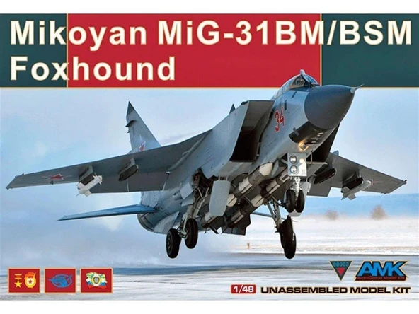 AMK 88003 1/48 Ölçek, Mikoyan MiG-31BM/BSM Foxhound, Savaş Uçağı, Plastik Model kiti ürün görseli