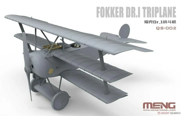 Meng QS-016 1/32 Ölçek, Fokker Dr.I Kızıl Baron Üç Kanatlı Savaş Uçağı, Plastik Model Kiti - Resim 2