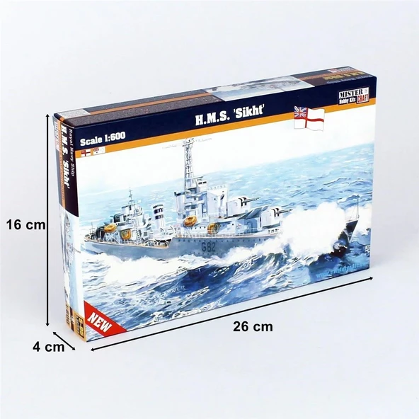 Mistercraft S095 1/600 HMS (Sikht) Zırhlı Gemi Plastik Model Kiti - Resim 5