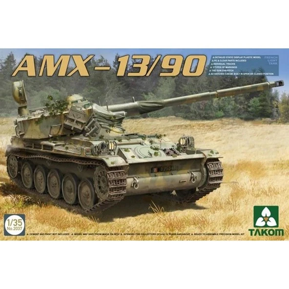 Takom 2037 1/35 Ölçek, Fransız Hafif Tankı, AMX-13/90, Plastik Model kiti ürün görseli