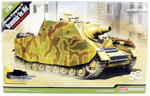 Academy 13525 1/35 Ölçek, German Strumpanzer IV Brummbar (Orta Versiyon) Tankı, Plastik Model kiti ürün görseli