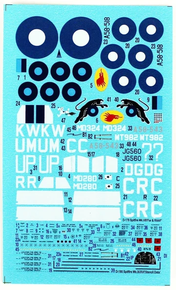 Mistercraft D178 1/72 Spitfire Mk. VIIIC Far East & RAAF Savaş Uçağı Plastik Model Kiti - Resim 3