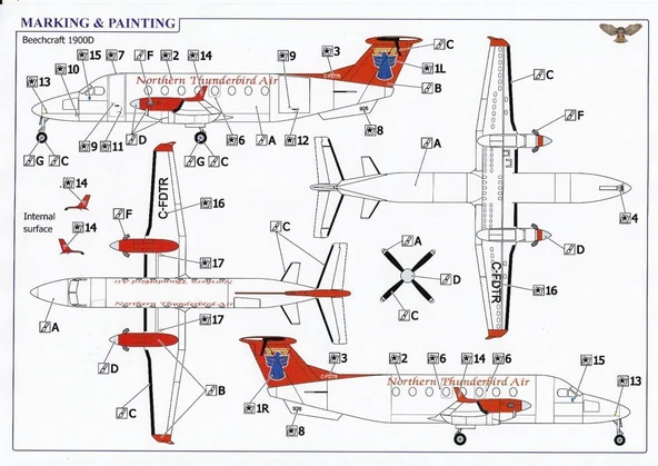 Modelsvit SVM-72004 1/72 Ölçek, Beechcraft 1900 D Northern Thunderbird Hava Yolları Yolcu Uçağı, Plastik Model kiti - Resim 2