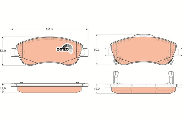 TRW GDB3445 ÖN FREN BALATA HONDA CR-V 1.6L N16A2 RE6 İ-DTEC dizel 4x2 13-> / 2.0L R20 benzinli otomatik vites RE5 07-15 45022SWWG00-45022SWWG01-45022SWWG02 ürün görseli 1