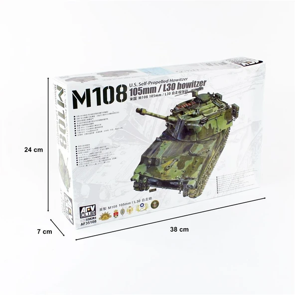 AFV Club AF35108 1/35 Ölçek, M108 105mm Kundağı Motorlu Tankı, Plastik Model kiti - Resim 5