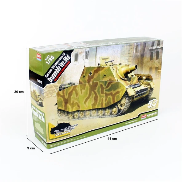 Academy 13525 1/35 Ölçek, German Strumpanzer IV Brummbar (Orta Versiyon) Tankı, Plastik Model kiti - Resim 5