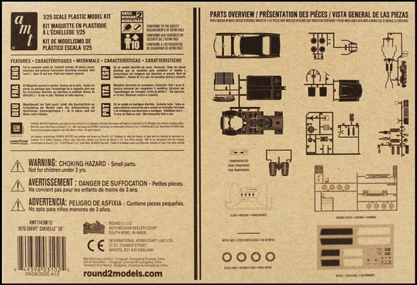 AMT 1143M 1/25 Ölçek, 1970 Chevy Chevelle SS Araba, Plastik Model kiti - Resim 5