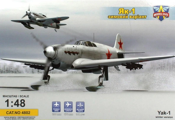 Modelsvit MSVIT4802 1/48 Ölçek, YAK-1 Sovyet Arktik Kayaklı Avcı Uçağı, Plastik Model kiti ürün görseli