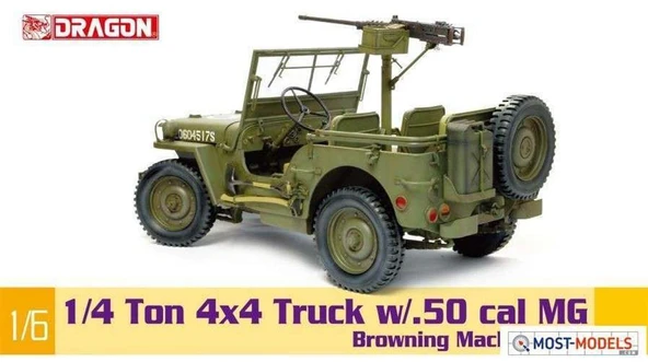 Dragon 75052 1/6 Ölçek, ABD 1/4 Ton 4x4 Jeep (with m2 .50-cal machine gun) Plastik Model Kiti ürün görseli