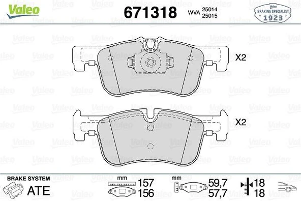 VALEO 671318 FREN BALATASI ON BMW F20 F21 F22 F23 34118854999 ürün görseli 1
