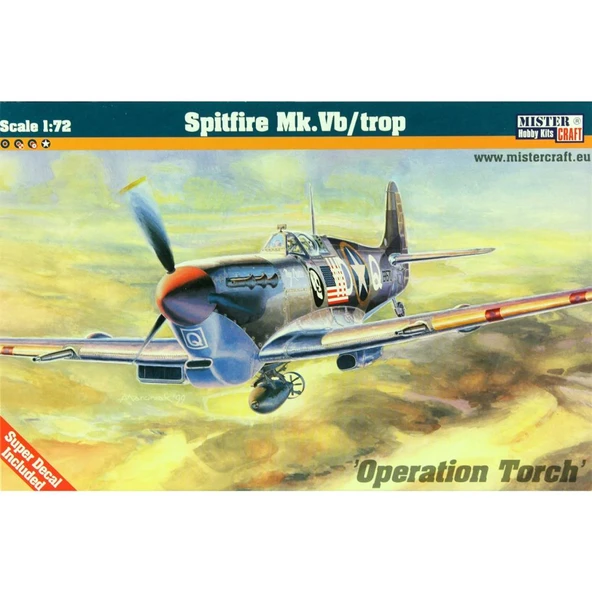 Mistercraft D192 1/72 Supermarine (Spitfire) Mk.Vb Savaş Uçağı Plastik Model Kiti ürün görseli 1