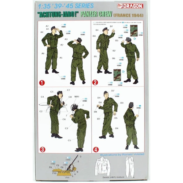 Dragon 6191 1/35 Ölçek, (Achtung-Jabo!) Tank Mürettebatı (Fransa 1944) Asker Figürleri Plastik Model Kiti - Resim 4