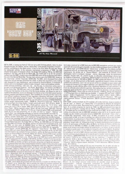 Mistercraft G098 1/35 GMC CKW-353 Askeri Kamyon Plastik Model Kiti - Resim 3