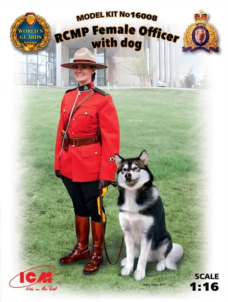 ICM 16008 1/16 Ölçek, RCMP Female Officer with dog new molds ürün görseli 1