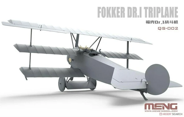 Meng QS-016 1/32 Ölçek, Fokker Dr.I Kızıl Baron Üç Kanatlı Savaş Uçağı, Plastik Model Kiti - Resim 3