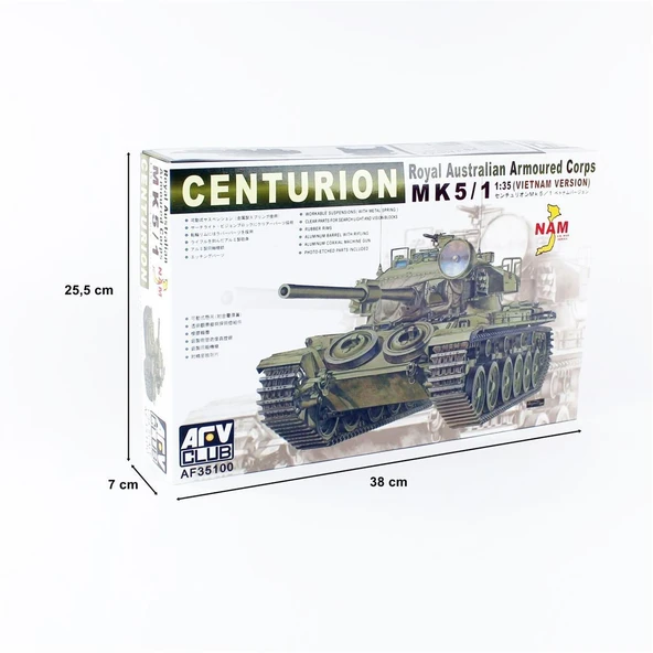 AFV Club AF35100 1/35 Ölçek, CENTURION MK5/1 (Vietnam Versiyonu) Tankı, Plastik Model kiti - Resim 5