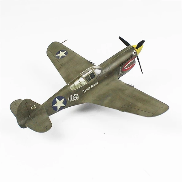 QD036 1/48 Ölçek, P-40C Warhawk Sergilemeye Hazır Plastik Uçak Maketi - Resim 4
