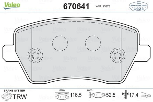 VALEO 670641 FREN BALATASI ON RENAULT CLIO III-IV MODUS 04> EXPRESS 21> ZOE 12> KANGOO II 08> CAPTUR 13> DACIA DUSTER 10> LOGAN 04> DOKKER 12> . NISSAN MICRA III K12 03>10 NOTE 06> 410608481R-77012084 ürün görseli 1