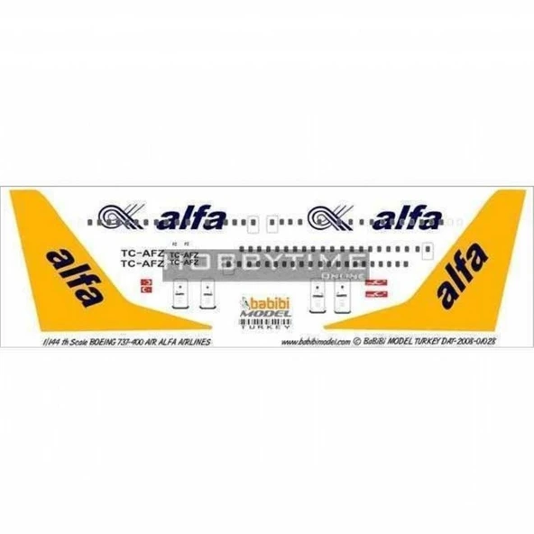 Babibi DAT01028 1/144 Ölçek, Air Alfa, Boeing 737-400, Dekal Çıkartma ürün görseli