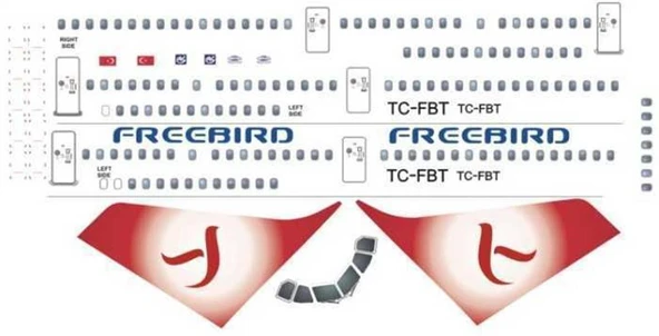 Nazca Decals Frb006 1/144 Ölçek, Freebird A-321 -Kırmızı Kuyruk Dizayn - Resim 2