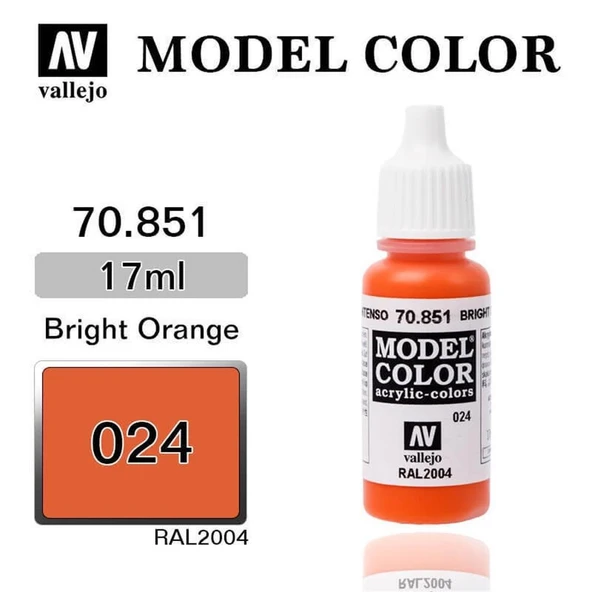 Vallejo 70851 18 ml. (24) Bright Orange-Matt, Model Color Serisi Model Boyası ürün görseli