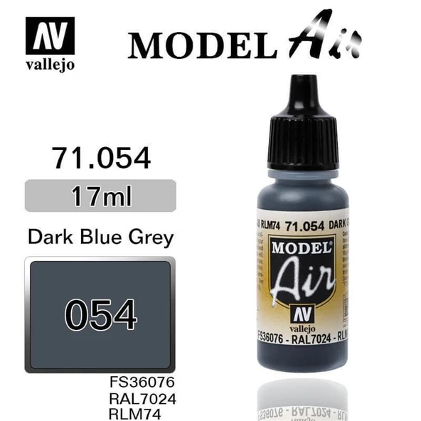 Vallejo 71054 18 ml. Dark Grey Blue, Model Air Serisi Model Boyası ürün görseli