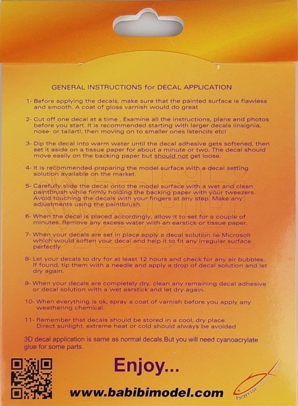 Babibi B3D-0003 1/32 Ölçek, Remove Flight Tags, 3 Boyutlu Dekal Çıkartma - Resim 5