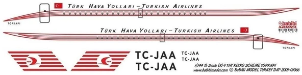 Babibi DAT01066 1/144 Ölçek, Thy, DC-9, Retro Topkapı, Dekal Çıkartma ürün görseli 1