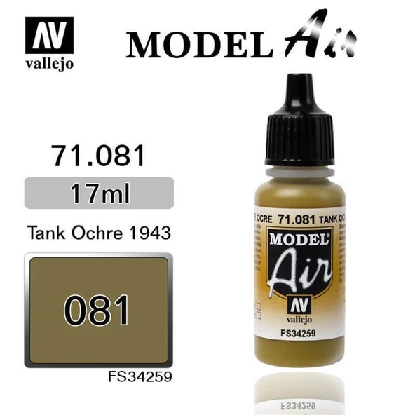 Vallejo 71081 18 ml. Ochre, Model Air Serisi Model Boyası ürün görseli 1
