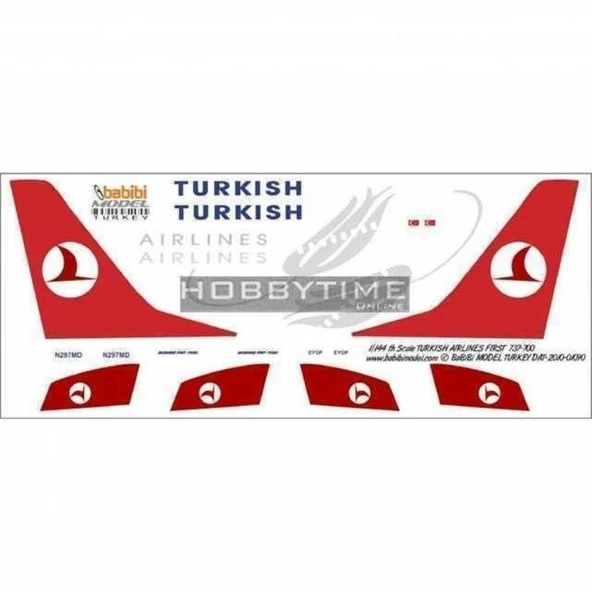 Babibi DAT01090 1/144 Ölçek, Thy, Boeing 737-700, First Plane, Dekal Çıkartma ürün görseli