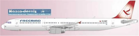 Nazca Decals Frb006 1/144 Ölçek, Freebird A-321 -Kırmızı Kuyruk Dizayn ürün görseli 1